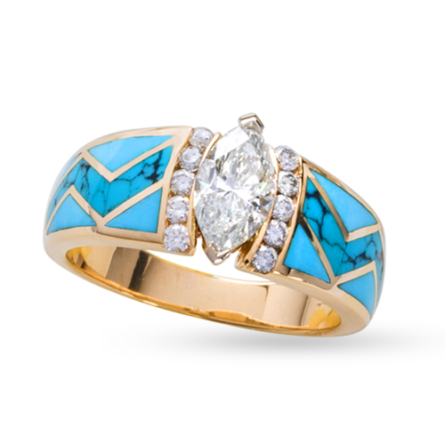 River of Love® Turquoise Dulce Ring with Marquise Diamond