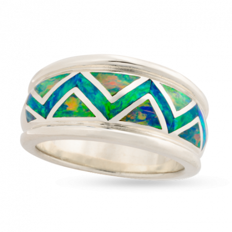 Men's Opal River of Love Ring with Rolled Edge