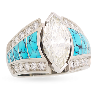 Spider Web Turquoise Cathedral Ring