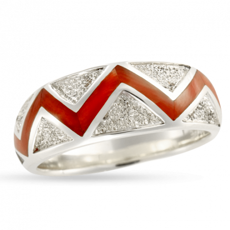 Coral River Of Love Ring with Brushed Gold Triangles