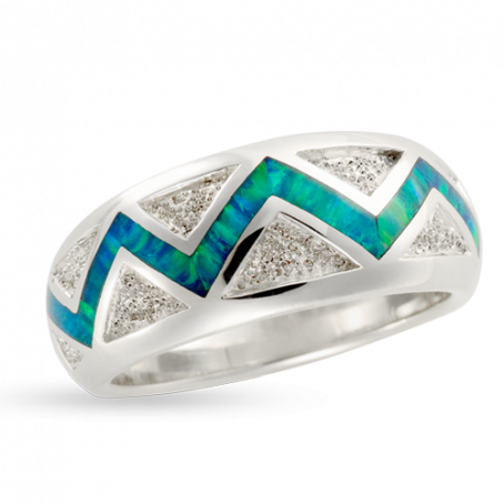River of Love® Opal Ring with Brushed Gold Triangles