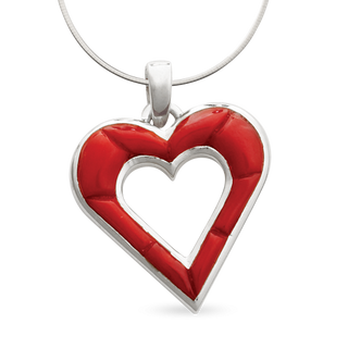 14KW P95 RED MEDITERRANEAN CORAL COBBLESTONE HEART PENDANT