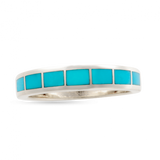 14KW R84 5 MM FLAT BAND INLAID WITH SLEEPING BEAUTY TURQUOISE