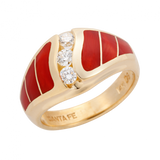 18KY R245 LARGE CIRRUS RING INLAID WITH RED MEDITERRANEAN CORAL WITH .30TDW F/VS1 CHANNEL SET ROUND BRILLIANT DIAMONDS