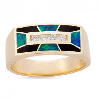 Opal & Onyx Spanish Medallion Ring