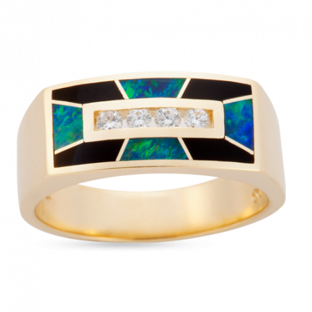 Opal & Onyx Spanish Medallion Ring