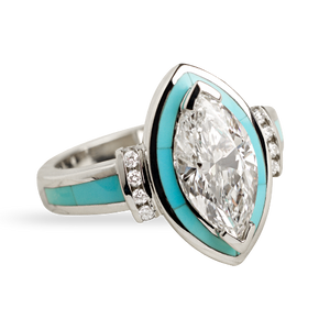 Sleeping Beauty Turquoise Halo Marquise Ring