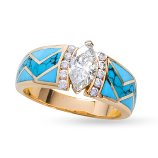 River of Love® Turquoise Dulce Ring with Marquise Diamond