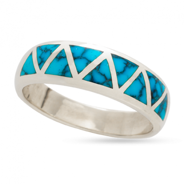 Spiderweb Turquoise Triangle Inlay Ring