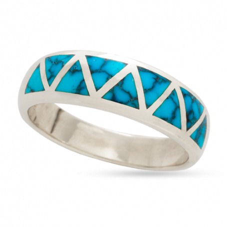 Spiderweb Turquoise Triangle Inlay Ring