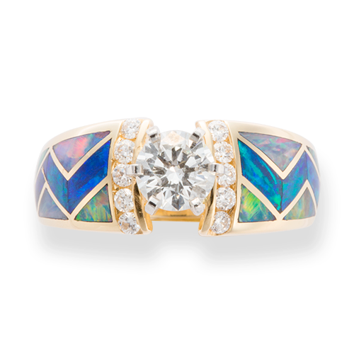 Opal Dulce River of Love Ring with Round Brilliant Diamond