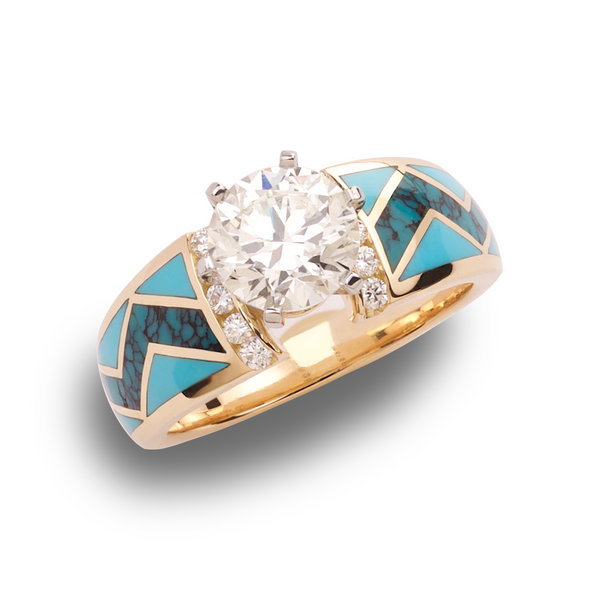 Turquoise River of Love Dulce Ring with Round Brilliant Diamond