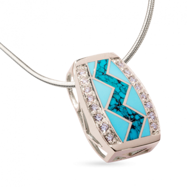 Medium Turquoise River of Love® Pendant with Pavé