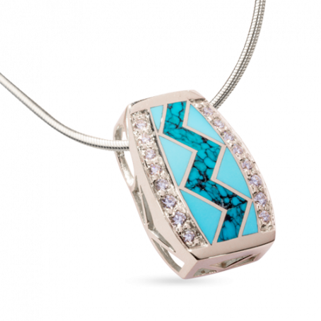 Medium Turquoise River of Love® Pendant with Pavé