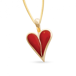 Two-Stone Coral Cobblestone Heart Pendant