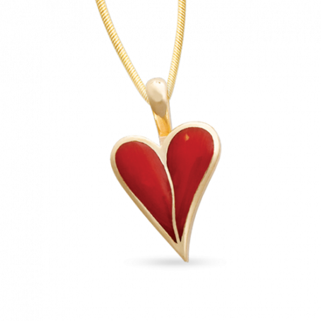 Two-Stone Coral Cobblestone Heart Pendant