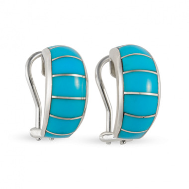 Sleeping Beauty Turquoise Half Hoop Earrings