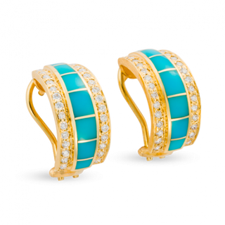 Sleeping Beauty Half Hoop Earrings with Pavé