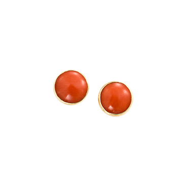 Round Coral Stud Earrings 6mm