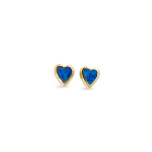 Small Opal Heart Stud Earrings
