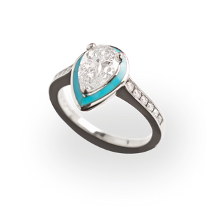 Turquoise Pear Halo Ring