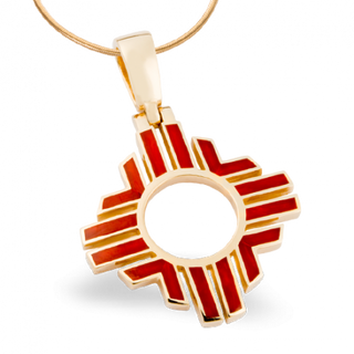 Large Coral Zia Pendant