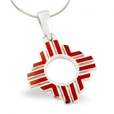 Large Coral Zia Pendant