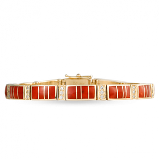 Coral Link Bracelet with Pavé Diamonds