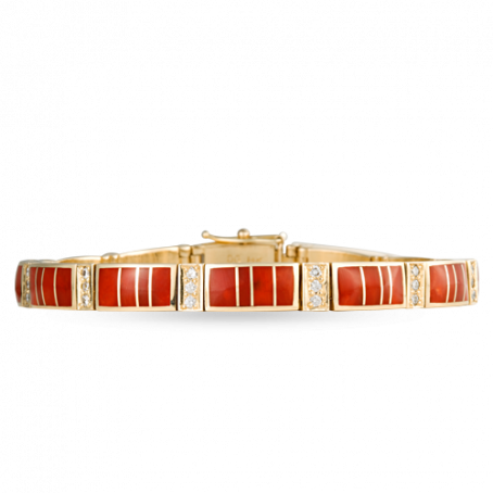 Coral Link Bracelet with Pavé Diamonds