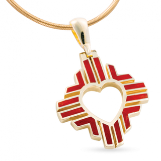 Small Coral Zia Heart Pendant