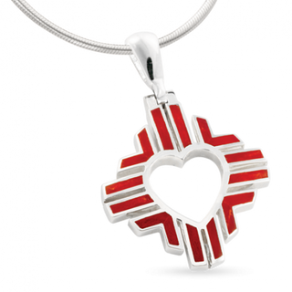 Small Coral Zia Heart Pendant