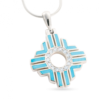 Sleeping Beauty Turquoise Halo Zia Pendant