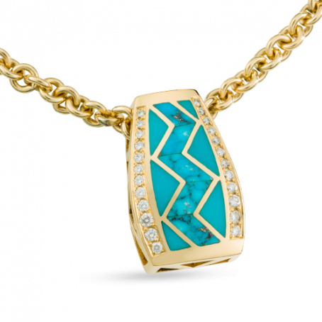 Large Turquoise River of Love Pendant with Pavé
