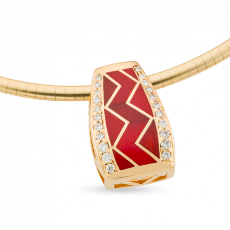 Large Coral River of Love Pendant with Pavè