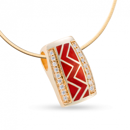 Small Coral River of Love Pendant with Pavè