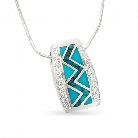 Small Turquoise River of Love Pendant with Pavè