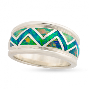 River of Love® Men's Opal Ring with Rolled Edge
