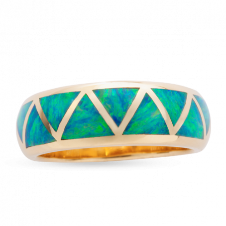 Opal Triangle Inlay Ring