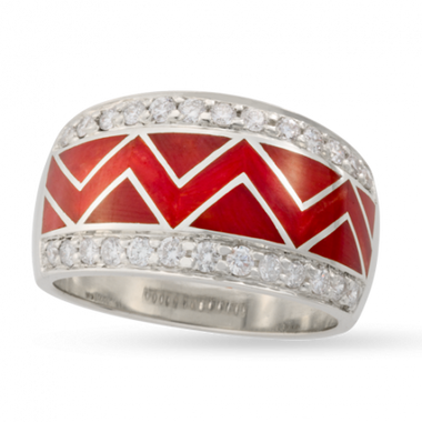 River of Love® Coral Ring with Pavè Edge