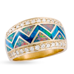 Opal River of Love Ring with Pavè Edge