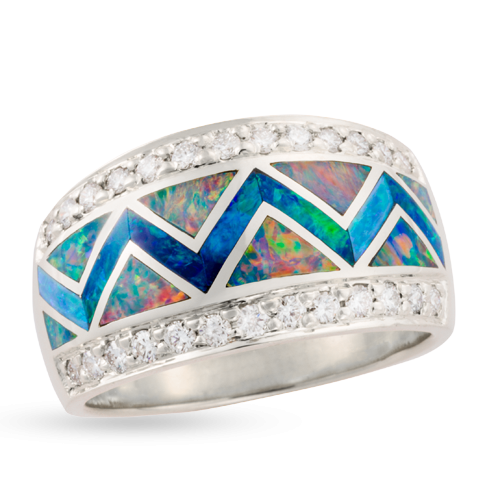 Opal River of Love Ring with Pavè Edge