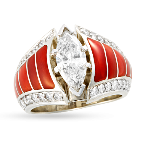 Mediterranean Coral Cathedral Ring