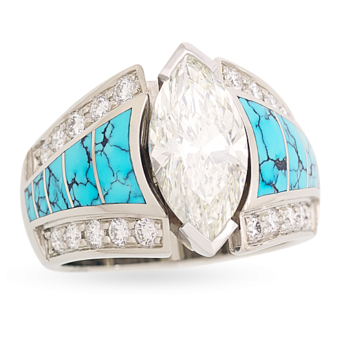 Spider Web Turquoise Cathedral Ring