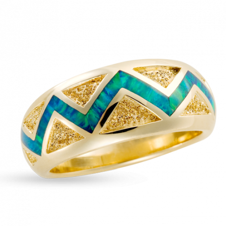 Opal River of Love Ring with Brushed Gold Triangles