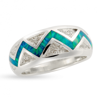 River of Love® Opal Ring with Brushed Gold Triangles