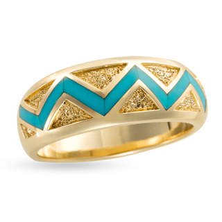 River Of Love® Turquoise Ring With Brushed Gold Triangles