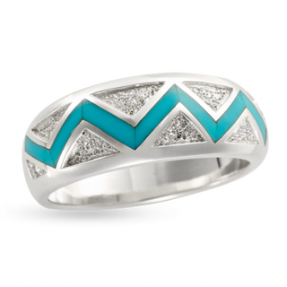 River Of Love® Turquoise Ring With Brushed Gold Triangles