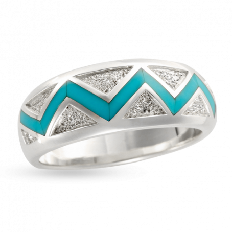 Turquoise River Of Love Ring With Brushed Gold Triangles