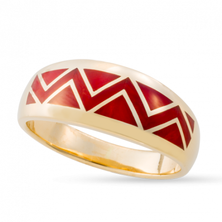 Coral River of Love Ring with Flat Edge