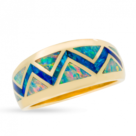Opal River of Love Ring with Flat Edge